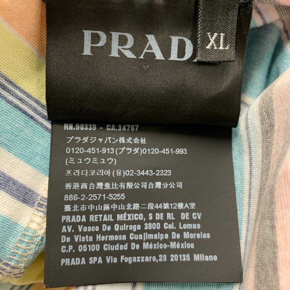 PRADA Size XL Black Multi-Color Stripe Cotton Crew Neck T-shirt - Picture 7 of 8